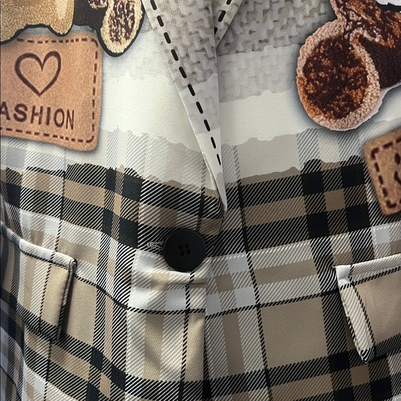 Women's Plaid Blazer with Bear Patches prints - Picture 6 of 7